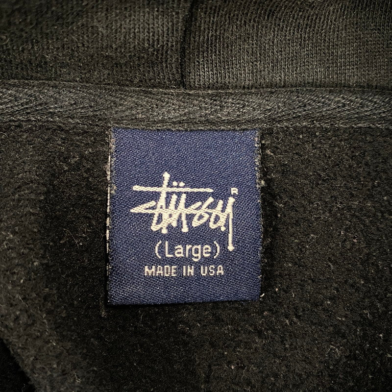 【現状渡し品】【メンズ】 OLD STUSSY オールド ステューシー USA製 紺タグ 90’S SKULL FLOUR GRAPHIC SWEAT HOODIE スカルフラワー グラフィック スウェット フーディー 142-260804-yn-05-izu サイズ：L カラー：ブラック 万代Net店