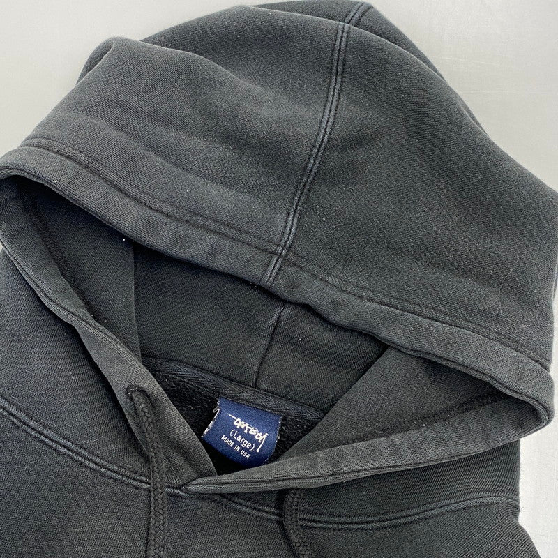 【現状渡し品】【メンズ】 OLD STUSSY オールド ステューシー USA製 紺タグ 90’S SKULL FLOUR GRAPHIC SWEAT HOODIE スカルフラワー グラフィック スウェット フーディー 142-260804-yn-05-izu サイズ：L カラー：ブラック 万代Net店