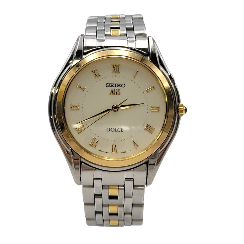 【中古品】【メンズ/レディース】 SEIKO セイコー AGS DOLCE 18KT×SS AUTOMATIC QUARTZ WATCH 4M21-0A50 オートマチック クオーツ 腕時計 197-260803-as-15-izu カラー：シルバー×ゴールド 万代Net店