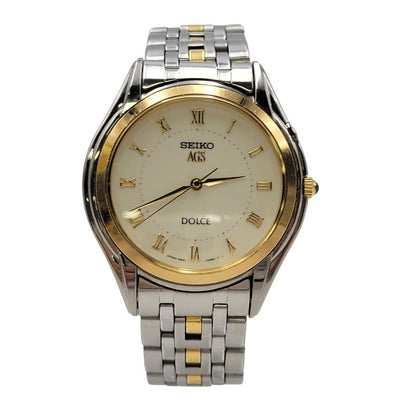 【中古品】【メンズ/レディース】 SEIKO セイコー AGS DOLCE 18KT×SS AUTOMATIC QUARTZ WATCH 4M21-0A50 オートマチック クオーツ 腕時計 197-260803-as-15-izu カラー：シルバー×ゴールド 万代Net店