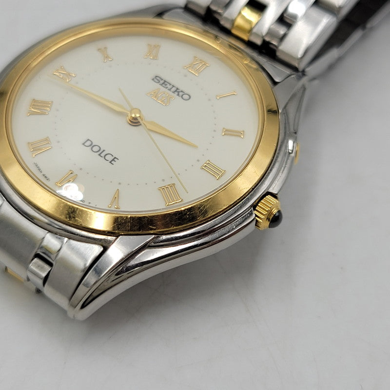 【中古品】【メンズ/レディース】 SEIKO セイコー AGS DOLCE 18KT×SS AUTOMATIC QUARTZ WATCH 4M21-0A50 オートマチック クオーツ 腕時計 197-260803-as-15-izu カラー：シルバー×ゴールド 万代Net店