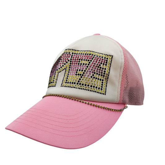 【中古品】【メンズ/レディース】 OLD A BATHING APE オールド アベイシングエイプ AAPE CRYSTAL LOGO MESH SNAPBACK CAP クリスタル ロゴ メッシュ スナップバック キャップ 帽子 185-260803-as-17-izu サイズ：F カラー：ピンク 万代Net店