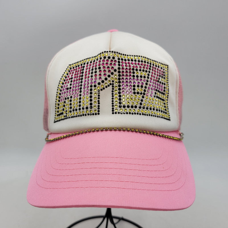 【中古品】【メンズ/レディース】 OLD A BATHING APE オールド アベイシングエイプ AAPE CRYSTAL LOGO MESH SNAPBACK CAP クリスタル ロゴ メッシュ スナップバック キャップ 帽子 185-260803-as-17-izu サイズ：F カラー：ピンク 万代Net店