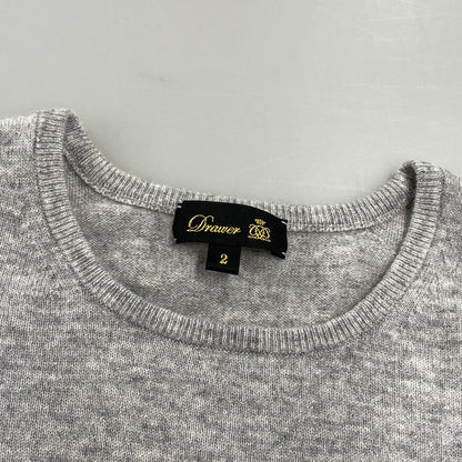 【中古品】【レディース】 DRAWER ドゥロワー 6513-106-1151 14G CASHMERE CREW NECK GATHERED SLEEVE KNIT カシミア クルー ネック ギャザード スリーブ ニット 168-260804-yn-07-izu サイズ：2 カラー：グレー 万代Net店