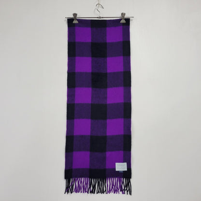 【中古品】【メンズ/レディース】 BEGG&CO FOR UNITED ARROWS ベグアンドコー ユナイテッドアローズ LAMBS WOOL FRINGE CHECK MUFFLER ラムウール フリンジ チェック マフラー 187-260803-as-36-izu カラー：パープル系 万代Net店