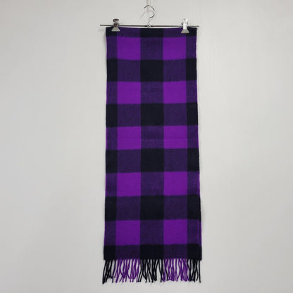 【中古品】【メンズ/レディース】 BEGG&CO FOR UNITED ARROWS ベグアンドコー ユナイテッドアローズ LAMBS WOOL FRINGE CHECK MUFFLER ラムウール フリンジ チェック マフラー 187-260803-as-36-izu カラー：パープル系 万代Net店