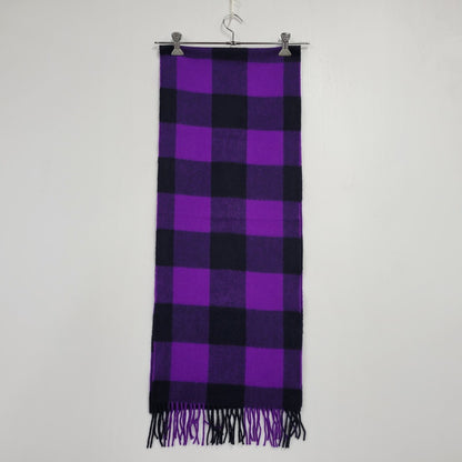 【中古品】【メンズ/レディース】 BEGG&CO FOR UNITED ARROWS ベグアンドコー ユナイテッドアローズ LAMBS WOOL FRINGE CHECK MUFFLER ラムウール フリンジ チェック マフラー 187-260803-as-36-izu カラー：パープル系 万代Net店