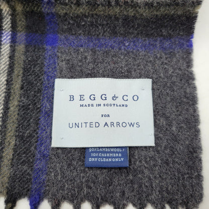 【中古品】【メンズ/レディース】 BEGG&CO FOR UNITED ARROWS ベグアンドコー ユナイテッドアローズ LAMBS WOOL FRINGE TARTAN CHECK MUFFLER ラムウール フリンジ タータンチェック マフラー 187-260803-as-37-izu カラー：マルチカラー 万代Net店