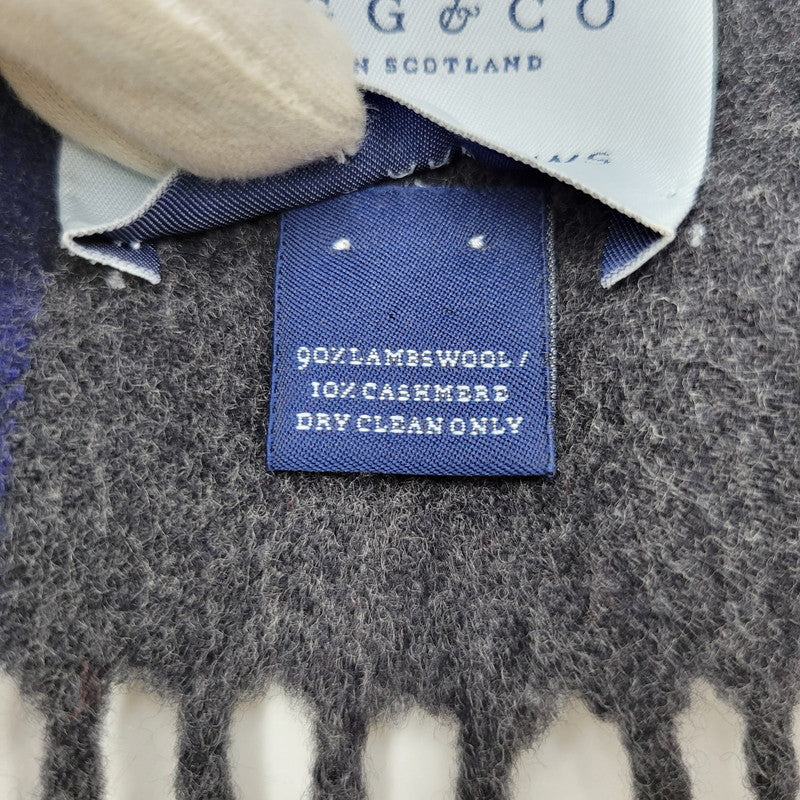 【中古品】【メンズ/レディース】 BEGG&CO FOR UNITED ARROWS ベグアンドコー ユナイテッドアローズ LAMBS WOOL FRINGE TARTAN CHECK MUFFLER ラムウール フリンジ タータンチェック マフラー 187-260803-as-37-izu カラー：マルチカラー 万代Net店