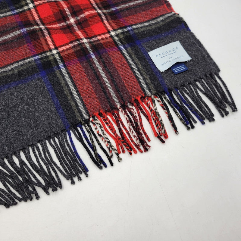 【中古品】【メンズ/レディース】 BEGG&CO FOR UNITED ARROWS ベグアンドコー ユナイテッドアローズ LAMBS WOOL FRINGE TARTAN CHECK MUFFLER ラムウール フリンジ タータンチェック マフラー 187-260803-as-37-izu カラー：マルチカラー 万代Net店