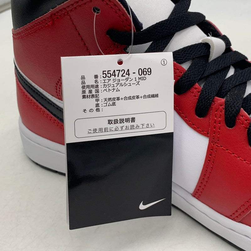 【中古美品】【メンズ】 NIKE ナイキ 554724-069 AIR JORDAN 1 MID エア ジョーダン ワン ミッド スニーカー シューズ 靴 160-260804-cs-06-izu サイズ：28cm カラー：BLACK/BLACK-GYM RED 万代Net店
