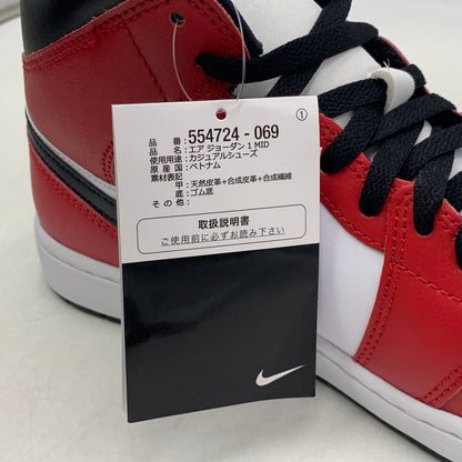 【中古美品】【メンズ】 NIKE ナイキ 554724-069 AIR JORDAN 1 MID エア ジョーダン ワン ミッド スニーカー シューズ 靴 160-260804-cs-06-izu サイズ：28cm カラー：BLACK/BLACK-GYM RED 万代Net店
