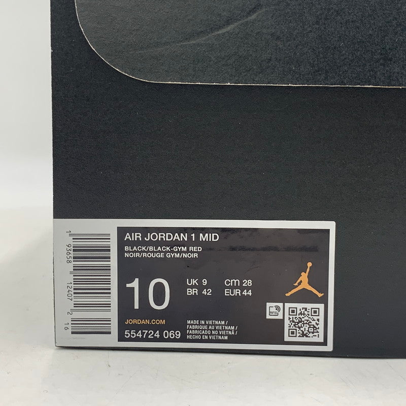 【中古美品】【メンズ】 NIKE ナイキ 554724-069 AIR JORDAN 1 MID エア ジョーダン ワン ミッド スニーカー シューズ 靴 160-260804-cs-06-izu サイズ：28cm カラー：BLACK/BLACK-GYM RED 万代Net店