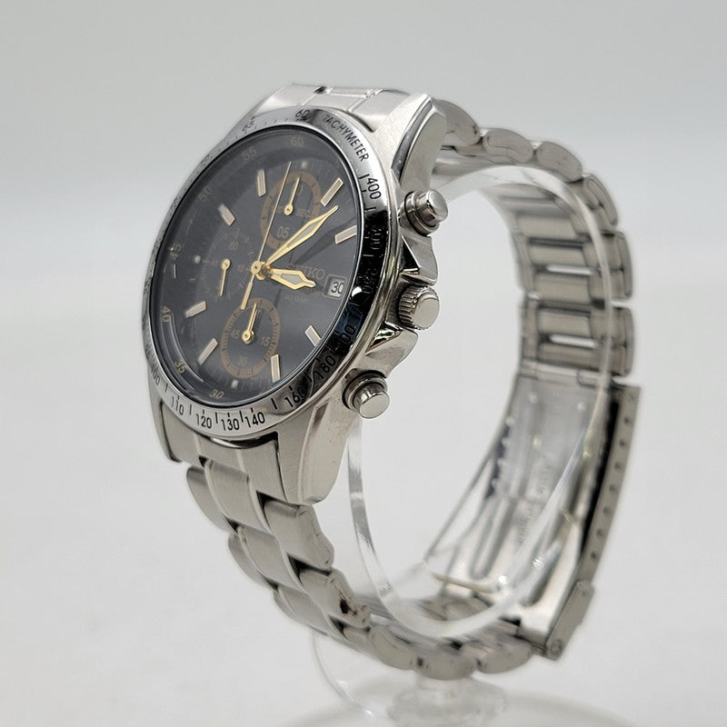 【中古品】【メンズ/レディース】 SEIKO セイコー 7T92-0DW0 クロノグラフ クォーツ 腕時計 197-260808-as-21-izu カラー：シルバー×ブラック 万代Net店