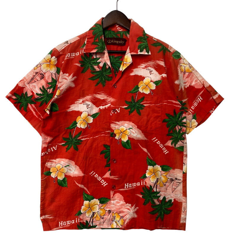 【現状渡し品】【メンズ】 KINGSLEY S/S ALOHA SHIRT 半袖 アロハシャツ ハワイ製 146-260808-as-17-izu サイズ：M カラー：レッド 万代Net店