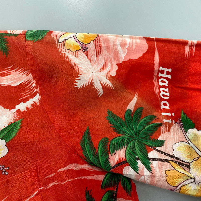 【現状渡し品】【メンズ】 KINGSLEY S/S ALOHA SHIRT 半袖 アロハシャツ ハワイ製 146-260808-as-17-izu サイズ：M カラー：レッド 万代Net店