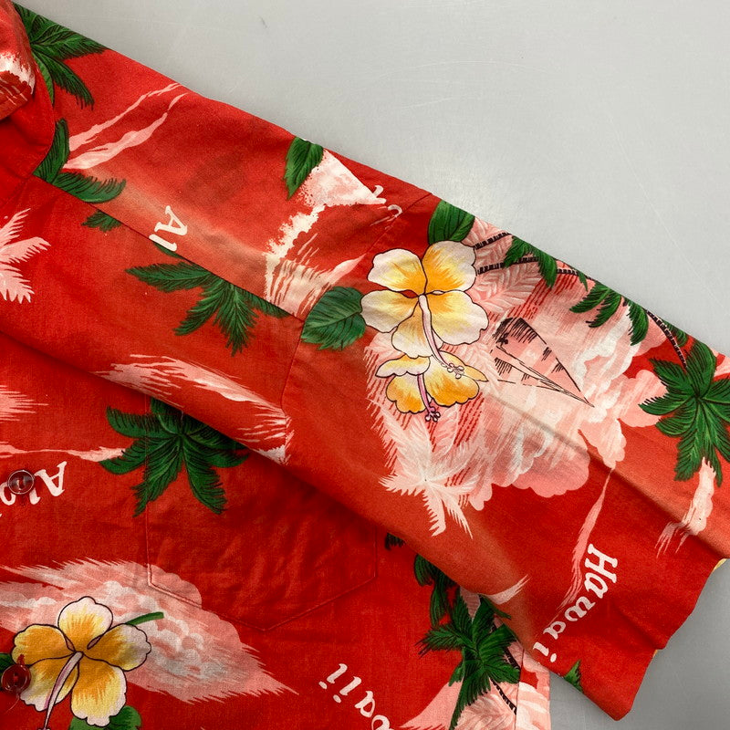 【現状渡し品】【メンズ】 KINGSLEY S/S ALOHA SHIRT 半袖 アロハシャツ ハワイ製 146-260808-as-17-izu サイズ：M カラー：レッド 万代Net店