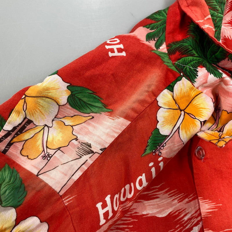 【現状渡し品】【メンズ】 KINGSLEY S/S ALOHA SHIRT 半袖 アロハシャツ ハワイ製 146-260808-as-17-izu サイズ：M カラー：レッド 万代Net店