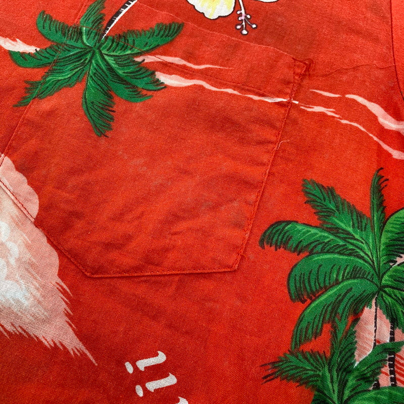 【現状渡し品】【メンズ】 KINGSLEY S/S ALOHA SHIRT 半袖 アロハシャツ ハワイ製 146-260808-as-17-izu サイズ：M カラー：レッド 万代Net店
