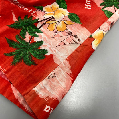 【現状渡し品】【メンズ】 KINGSLEY S/S ALOHA SHIRT 半袖 アロハシャツ ハワイ製 146-260808-as-17-izu サイズ：M カラー：レッド 万代Net店