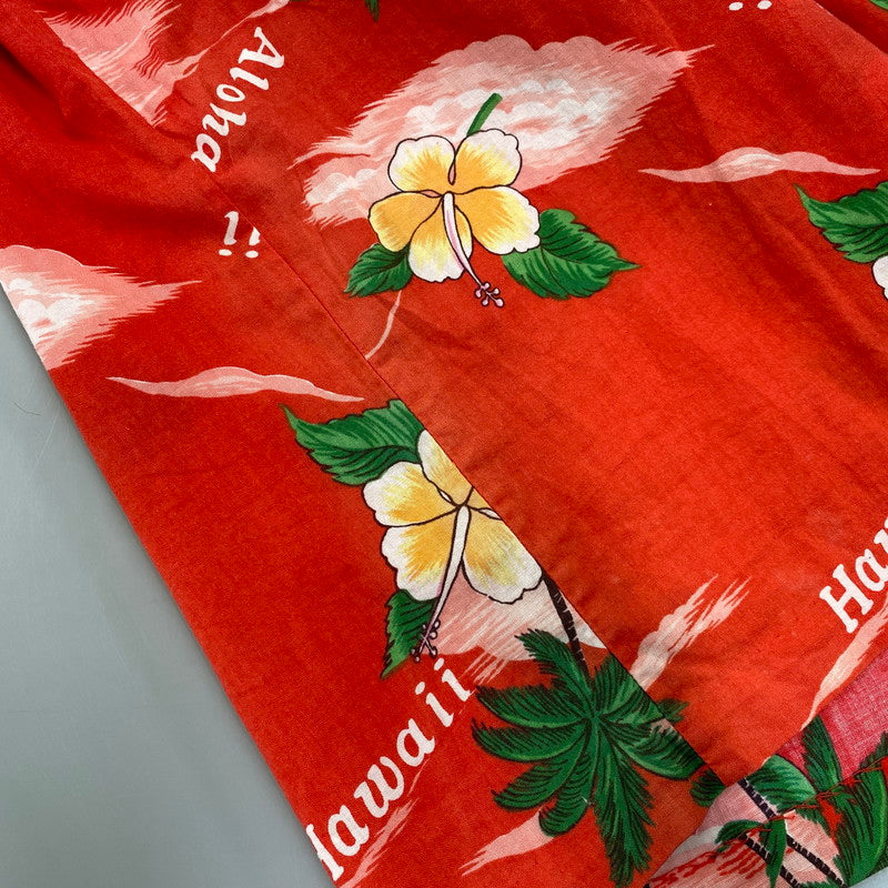 【現状渡し品】【メンズ】 KINGSLEY S/S ALOHA SHIRT 半袖 アロハシャツ ハワイ製 146-260808-as-17-izu サイズ：M カラー：レッド 万代Net店