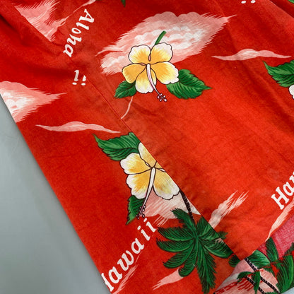 【現状渡し品】【メンズ】 KINGSLEY S/S ALOHA SHIRT 半袖 アロハシャツ ハワイ製 146-260808-as-17-izu サイズ：M カラー：レッド 万代Net店