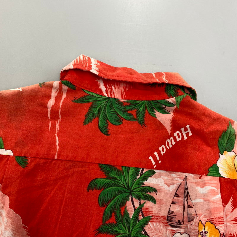 【現状渡し品】【メンズ】 KINGSLEY S/S ALOHA SHIRT 半袖 アロハシャツ ハワイ製 146-260808-as-17-izu サイズ：M カラー：レッド 万代Net店