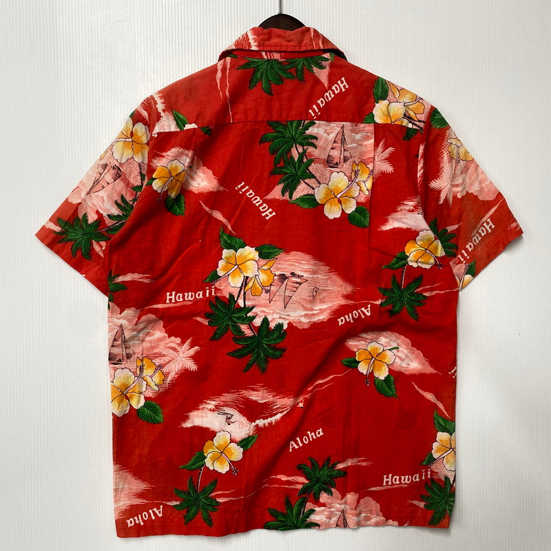 【現状渡し品】【メンズ】 KINGSLEY S/S ALOHA SHIRT 半袖 アロハシャツ ハワイ製 146-260808-as-17-izu サイズ：M カラー：レッド 万代Net店