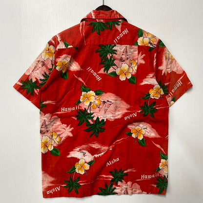 【現状渡し品】【メンズ】 KINGSLEY S/S ALOHA SHIRT 半袖 アロハシャツ ハワイ製 146-260808-as-17-izu サイズ：M カラー：レッド 万代Net店