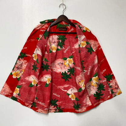 【現状渡し品】【メンズ】 KINGSLEY S/S ALOHA SHIRT 半袖 アロハシャツ ハワイ製 146-260808-as-17-izu サイズ：M カラー：レッド 万代Net店