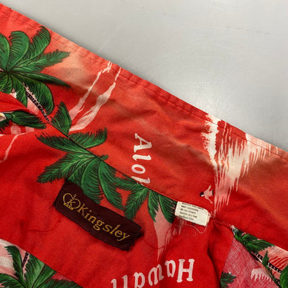 【現状渡し品】【メンズ】 KINGSLEY S/S ALOHA SHIRT 半袖 アロハシャツ ハワイ製 146-260808-as-17-izu サイズ：M カラー：レッド 万代Net店