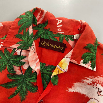 【現状渡し品】【メンズ】 KINGSLEY S/S ALOHA SHIRT 半袖 アロハシャツ ハワイ製 146-260808-as-17-izu サイズ：M カラー：レッド 万代Net店