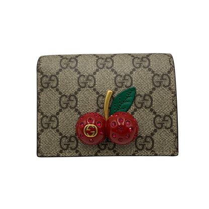 【中古品】【レディース】 GUCCI グッチ 476050 GGスプリーム チェリー ミニウォレット 財布 181-260804-ya-01-izu カラー：ブラウン 万代Net店