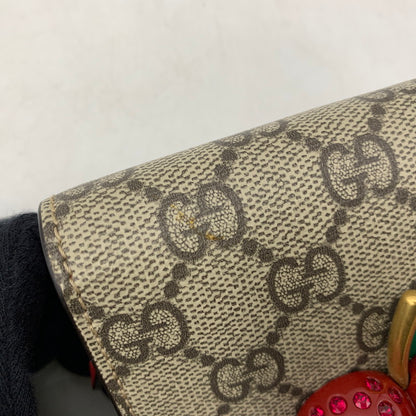 【中古品】【レディース】 GUCCI グッチ 476050 GGスプリーム チェリー ミニウォレット 財布 181-260804-ya-01-izu カラー：ブラウン 万代Net店