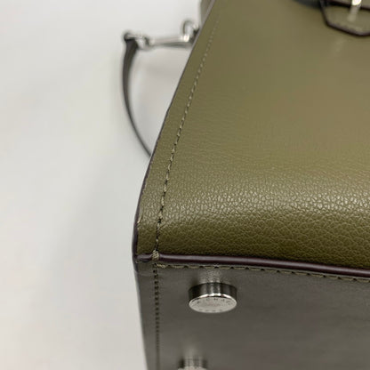 【中古品】【レディース】 MICHAEL KORS マイケルコース HAMILTON MEDIUM LEATHER AND SNAKE EMBOSSED STRIPE SATCHEL ハミルトン ミディアム レザー アンド スネーク エンボスド ストライプ サッチェル カバン 鞄 188-260804-ya-02-izu カラー：カーキ 万代Net店