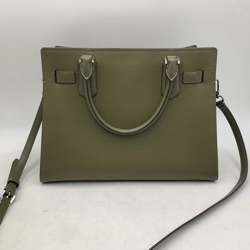 【中古品】【レディース】 MICHAEL KORS マイケルコース HAMILTON MEDIUM LEATHER AND SNAKE EMBOSSED STRIPE SATCHEL ハミルトン ミディアム レザー アンド スネーク エンボスド ストライプ サッチェル カバン 鞄 188-260804-ya-02-izu カラー：カーキ 万代Net店