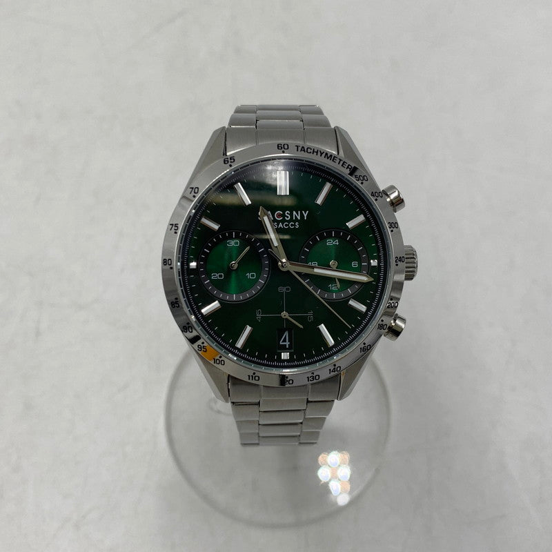 【中古品】【メンズ/レディース】 SACCSNY Y'SACCS サクスニーイザック SY-15219-GR クロノグラフ クォーツ腕時計 時計 197-260804-ya-07-izu カラー：シルバー×グリーン 万代Net店