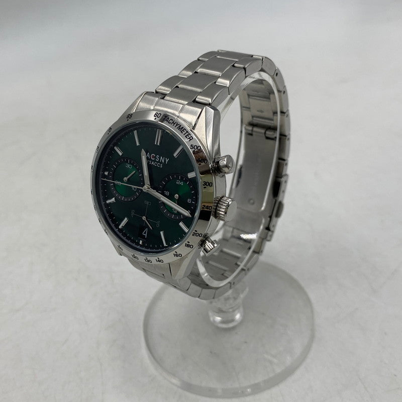 【中古品】【メンズ/レディース】 SACCSNY Y'SACCS サクスニーイザック SY-15219-GR クロノグラフ クォーツ腕時計 時計 197-260804-ya-07-izu カラー：シルバー×グリーン 万代Net店