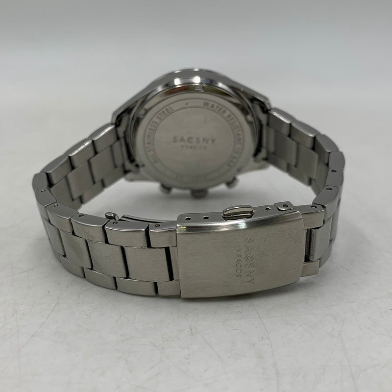 【中古品】【メンズ/レディース】 SACCSNY Y'SACCS サクスニーイザック SY-15219-GR クロノグラフ クォーツ腕時計 時計 197-260804-ya-07-izu カラー：シルバー×グリーン 万代Net店