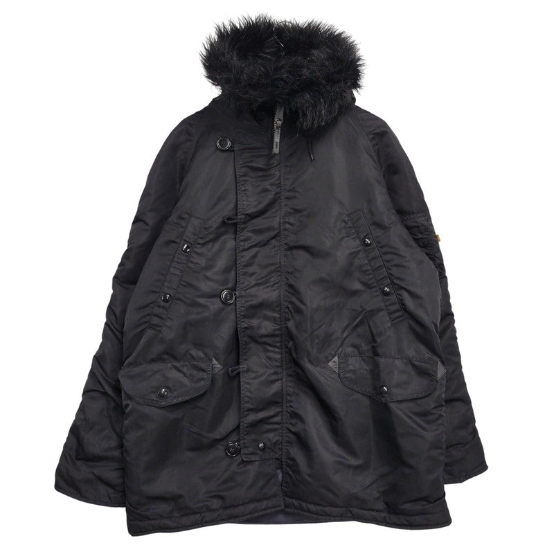 【中古品】【メンズ】 ALPHA INDUSTRIES アルファインダストリーズ N-3B FLIGHT JACKET 20024-701 フライトジャケット 145-260809-as-02-izu サイズ：L カラー：ブラック 万代Net店