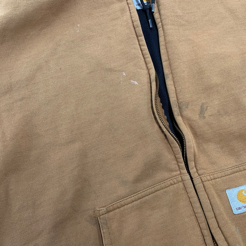 【現状渡し品】【メンズ】 Carhartt カーハート THERMAL LINER ZIP UP HOODED SWEATSHIRT サーマル ライナー ジップアップ フーデッドスウェットシャツ パーカー 146-260808-as-14-izu カラー：キャメル 万代Net店