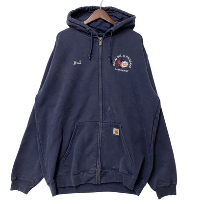 【現状渡し品】【メンズ】 Carhartt カーハート ZIP UP HOODED SWEATSHIRT K185 NVY ジップアップ フーデッドスウェットシャツ パーカー メキシコ製 146-260808-as-12-izu サイズ：XL カラー：ネイビー 万代Net店