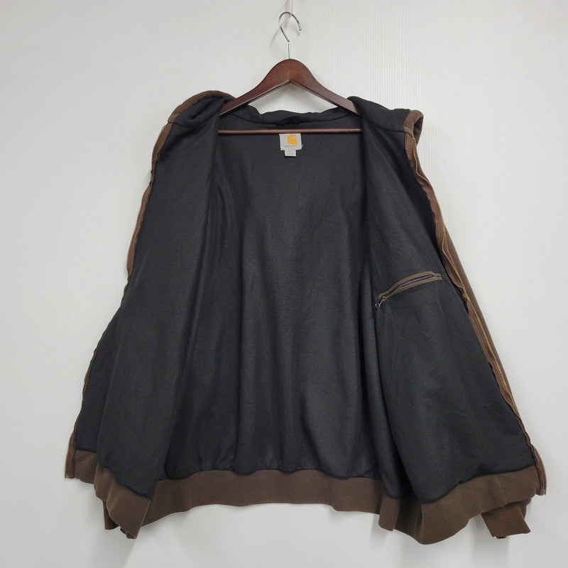 【現状渡し品】【メンズ】 Carhartt カーハート THERMAL LINER ZIP UP HOODED SWEATSHIRT J149 DKB サーマルライナー ジップアップ パーカー メキシコ製 146-260809-as-01-izu サイズ：3XL カラー：ブラウン 万代Net店