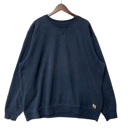 【中古品】【メンズ】 Carhartt カーハート MIDWEIGHT CREWNECK SWEATSHIRT K124 472 ミッドウェイト クルーネック スウェット トレーナー 146-260808-as-10-izu サイズ：2XL カラー：ネイビー 万代Net店
