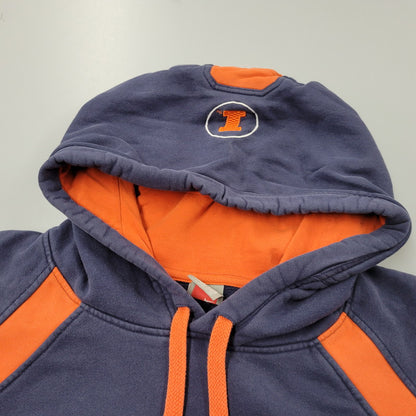【中古品】【メンズ】 OLD NIKE TEAM オールド ナイキ チーム 90-00S ILLINOIS RAGLAN SLEEVE HOODED SWEATSHIRT イリノイ ラグランスリーブ フーデッドスウェットシャツ トップス 長袖 146-260809-ya-15-izu サイズ：XXL カラー：ネイビー×オレンジ 万代Net店