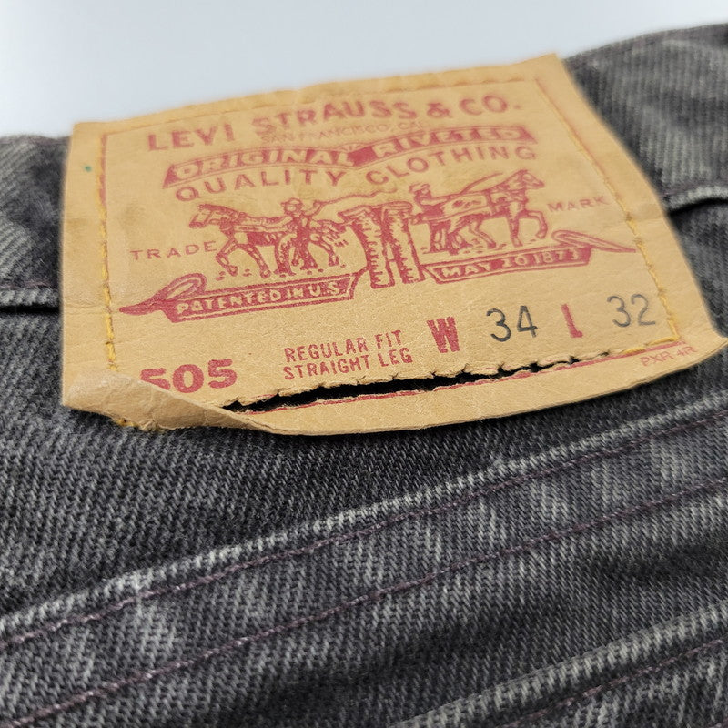 【中古品】【メンズ】 Levi's リーバイス 505 REGULAR FIT STRAIGHT LEG BLACK DENIM PANTS 00505-0260 レギュラーフィット デニムパンツ 刻印501 ジーンズ ズボン ボトムス 157-260805-ay-09-izu サイズ：34×32 カラー：ブラック 万代Net店