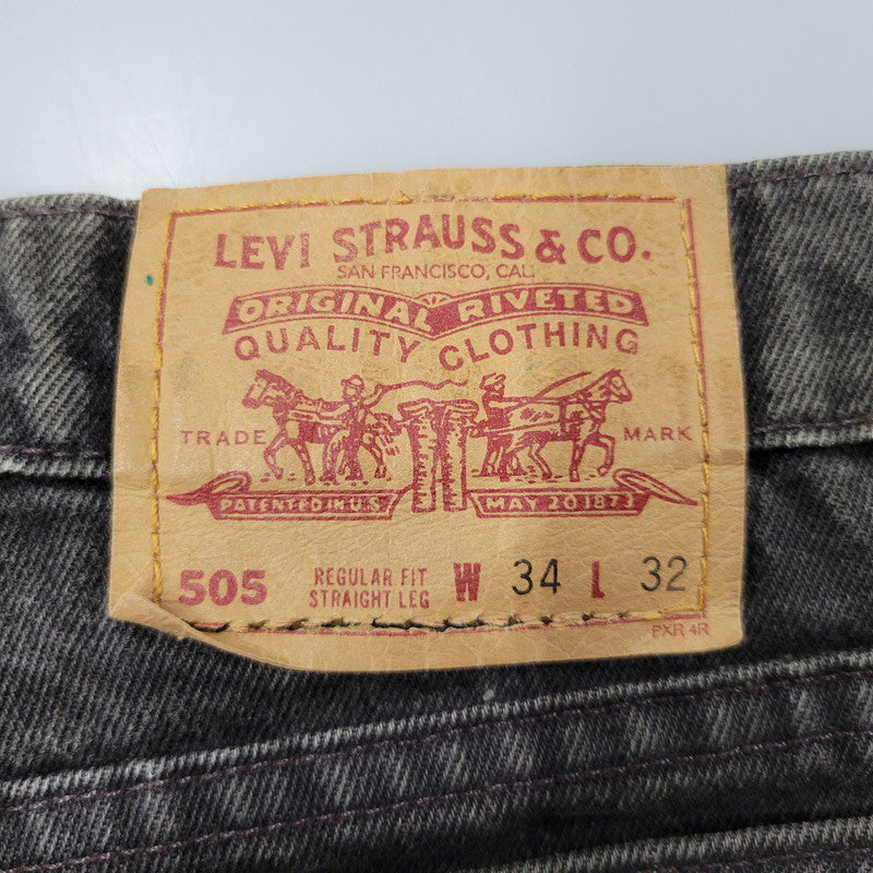 【中古品】【メンズ】 Levi's リーバイス 505 REGULAR FIT STRAIGHT LEG BLACK DENIM PANTS 00505-0260 レギュラーフィット デニムパンツ 刻印501 ジーンズ ズボン ボトムス 157-260805-ay-09-izu サイズ：34×32 カラー：ブラック 万代Net店
