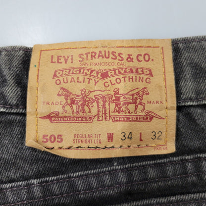 【中古品】【メンズ】 Levi's リーバイス 505 REGULAR FIT STRAIGHT LEG BLACK DENIM PANTS 00505-0260 レギュラーフィット デニムパンツ 刻印501 ジーンズ ズボン ボトムス 157-260805-ay-09-izu サイズ：34×32 カラー：ブラック 万代Net店
