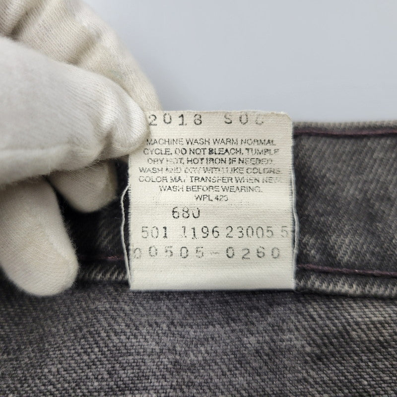 【中古品】【メンズ】 Levi's リーバイス 505 REGULAR FIT STRAIGHT LEG BLACK DENIM PANTS 00505-0260 レギュラーフィット デニムパンツ 刻印501 ジーンズ ズボン ボトムス 157-260805-ay-09-izu サイズ：34×32 カラー：ブラック 万代Net店