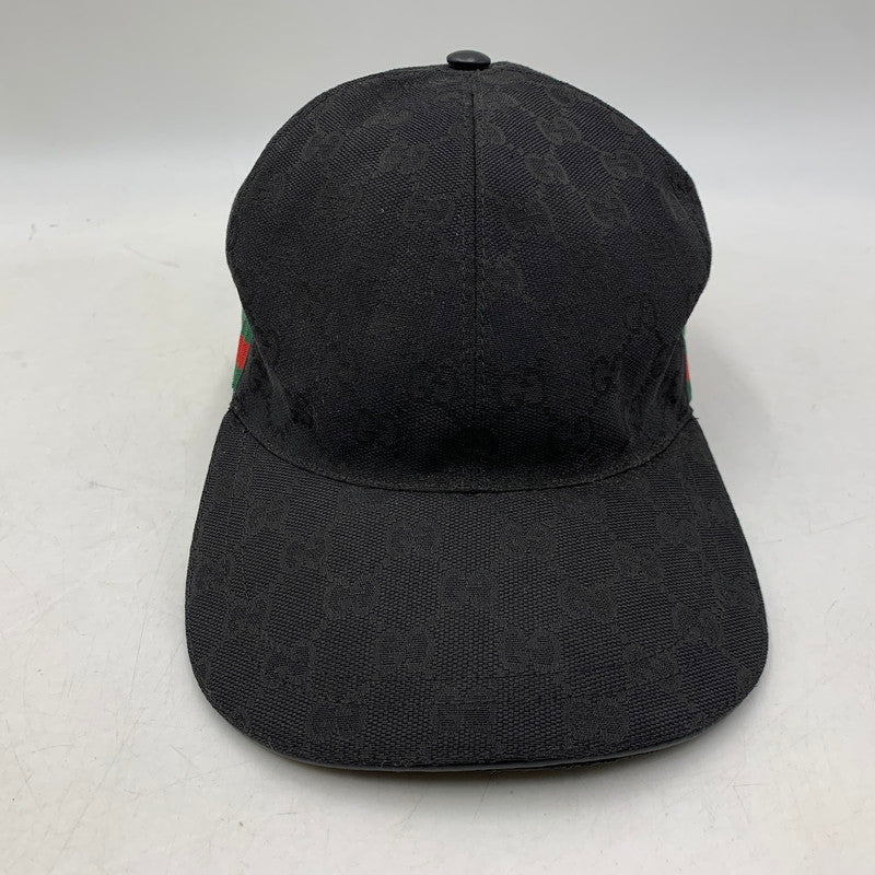 【中古品】【メンズ/レディース】 GUCCI グッチ 200035 KQWBG ORIGINAL GG CANVAS BASEBALL HAT オリジナル ジージー キャンバス ベースボール ハット キャップ 帽子 183-260805-cs-02-izu サイズ：M カラー：ブラック 万代Net店